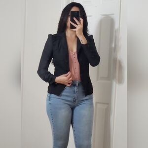 Rampage Black Women's Blazer with Ruching